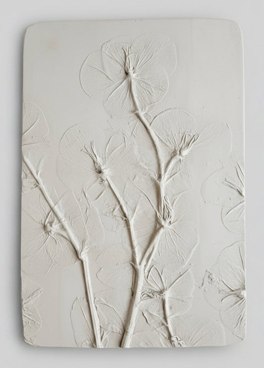 Plaster Botanical Bas Relief Artwork