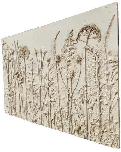 Plaster Botanical Bas Relief Artwork