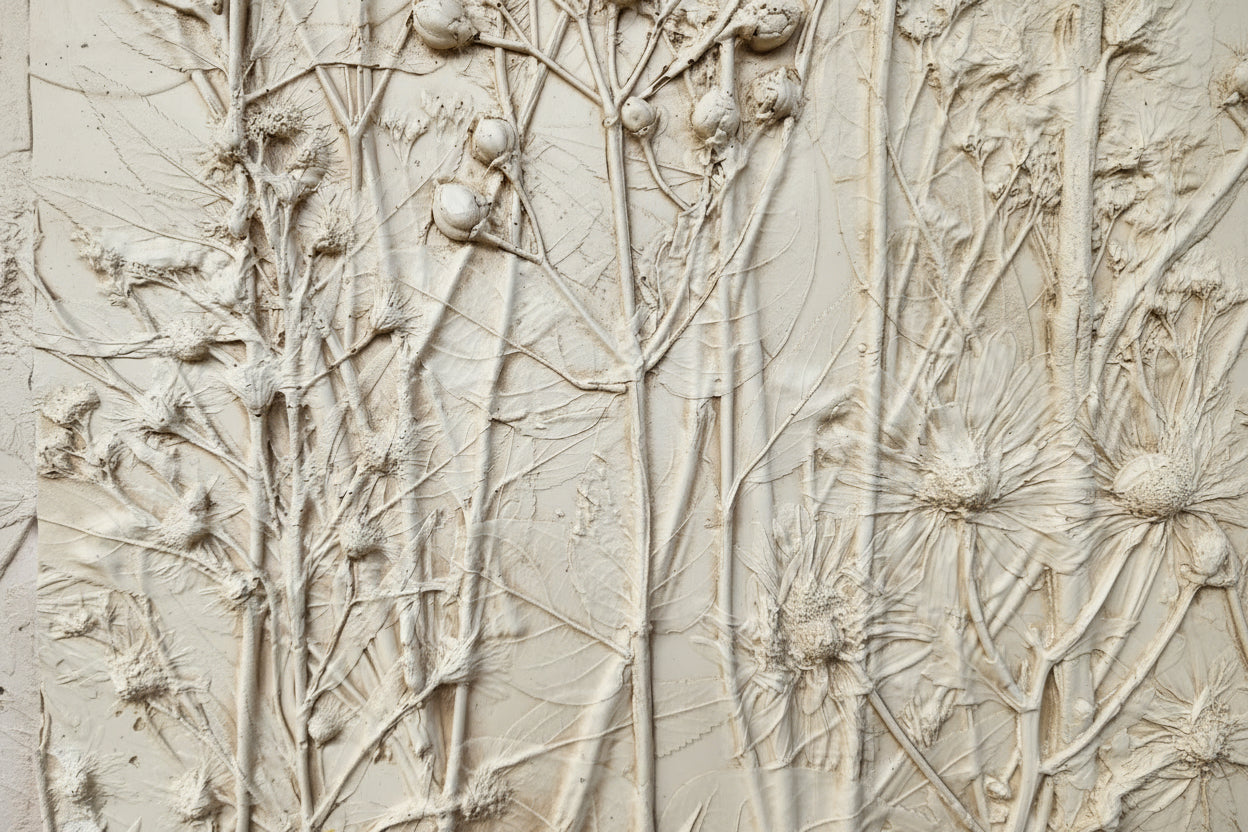 Plaster Botanical Bas Relief Artwork
