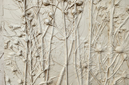 Plaster Botanical Bas Relief Artwork