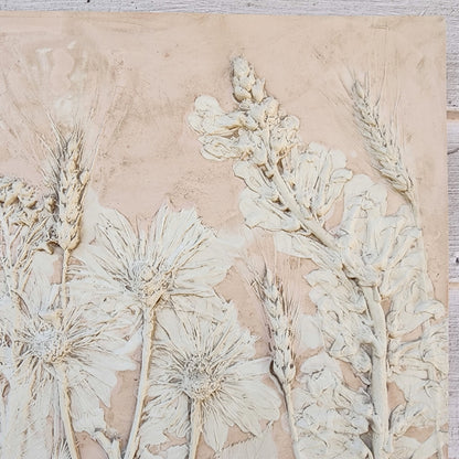 Plaster Botanical Bas Relief Artwork - Oat Light