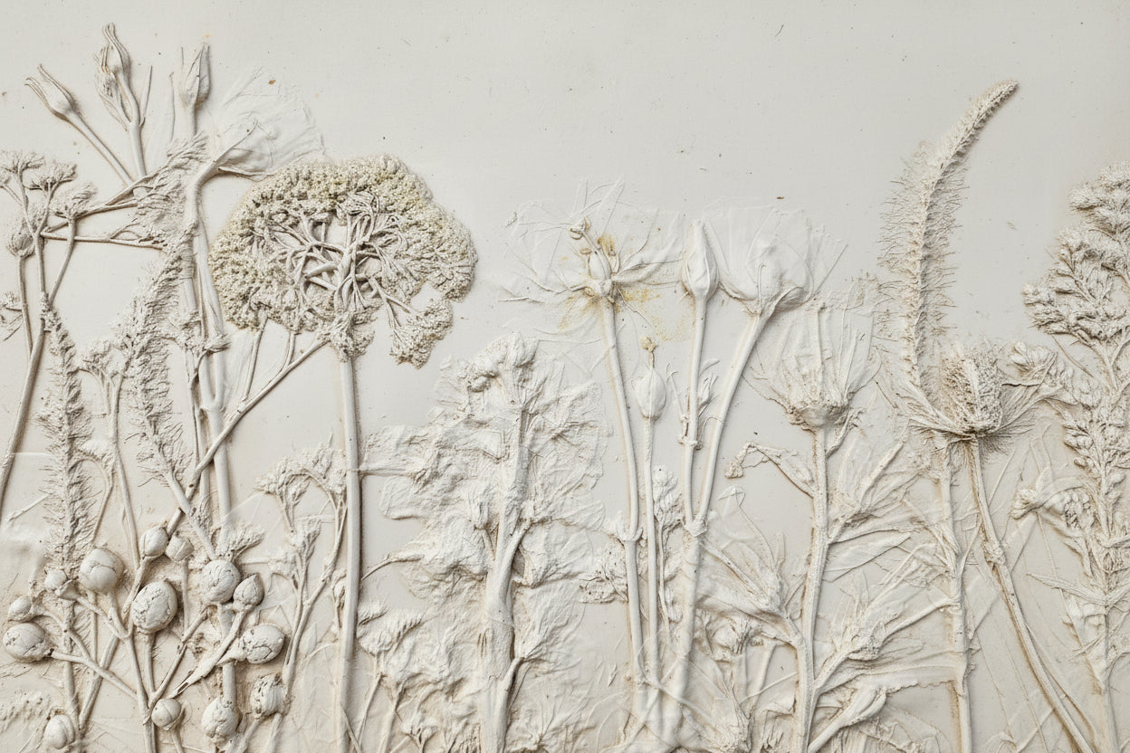 Plaster Botanical Bas Relief Artwork