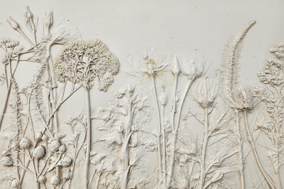 Plaster Botanical Bas Relief Artwork