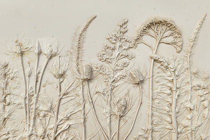 Plaster Botanical Bas Relief Artwork