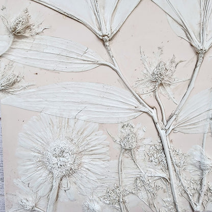 Plaster Botanical Bas Relief Artwork - Lily Dark