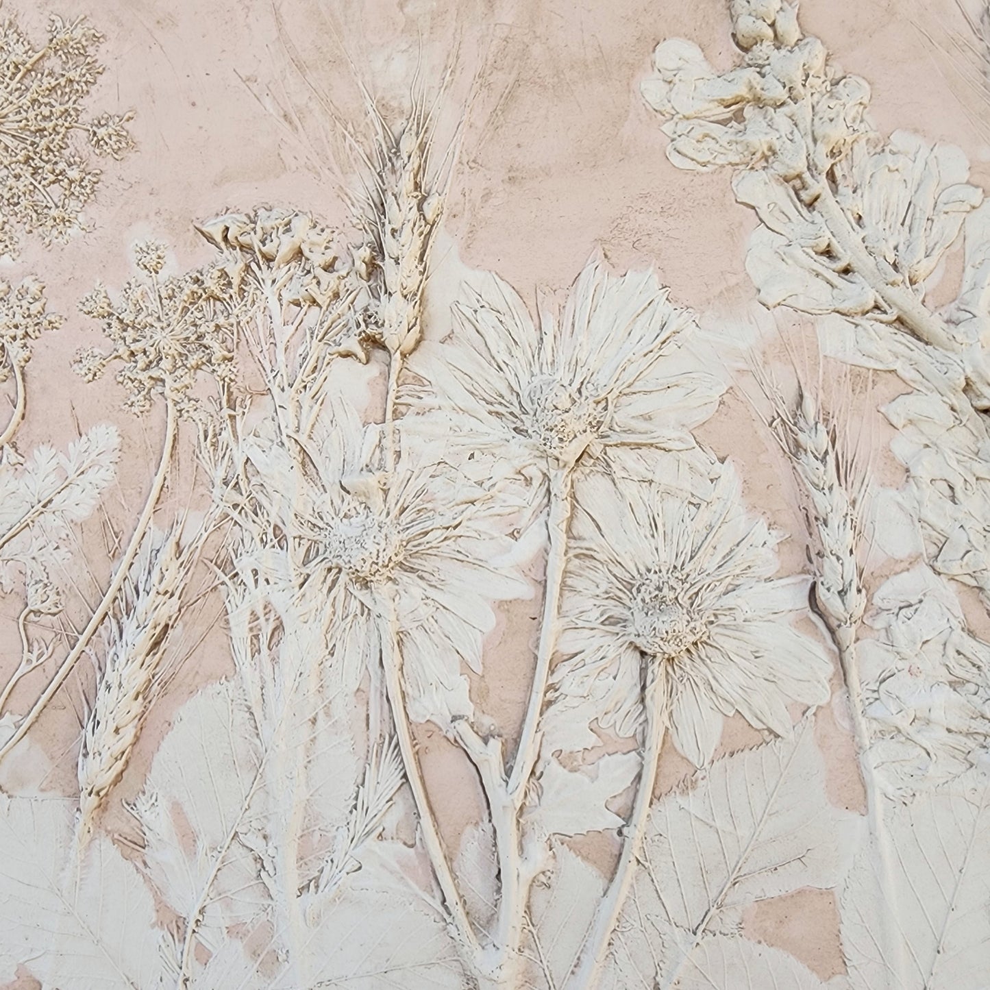 Plaster Botanical Bas Relief Artwork - Oat Light