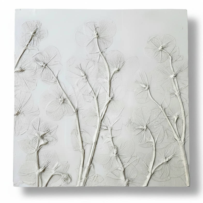 Hellebore Bas Relief Plaster Wall Art – Natural Plaster, 15×15" (2 of 2)