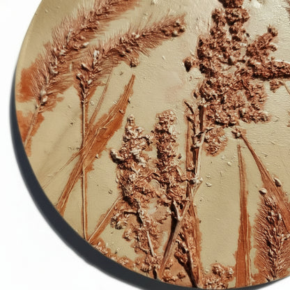 Plaster Botanical Bas Relief Artwork