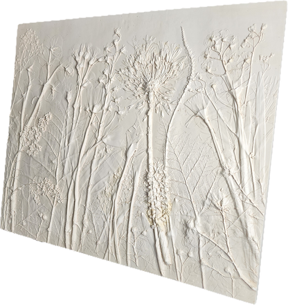 Plaster Botanical Bas Relief Artwork
