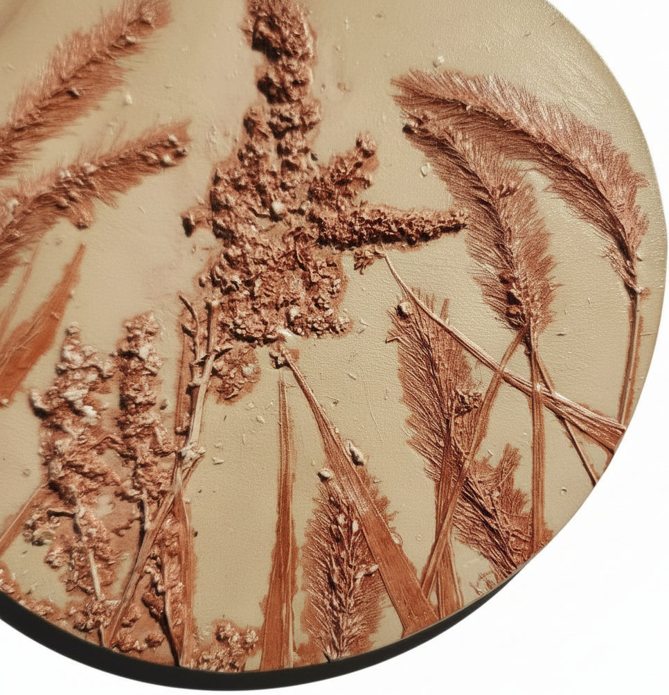 Plaster Botanical Bas Relief Artwork