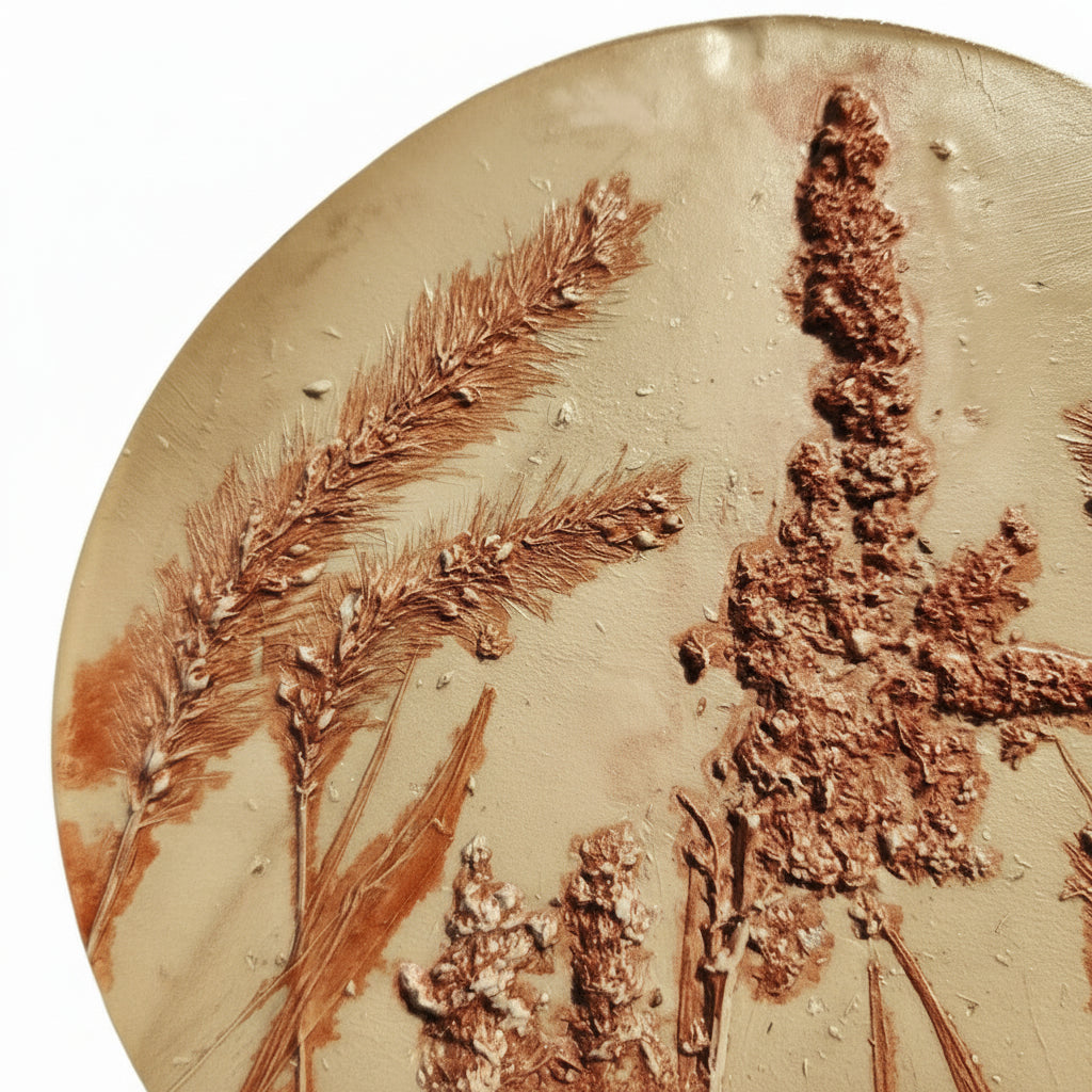 Plaster Botanical Bas Relief Artwork