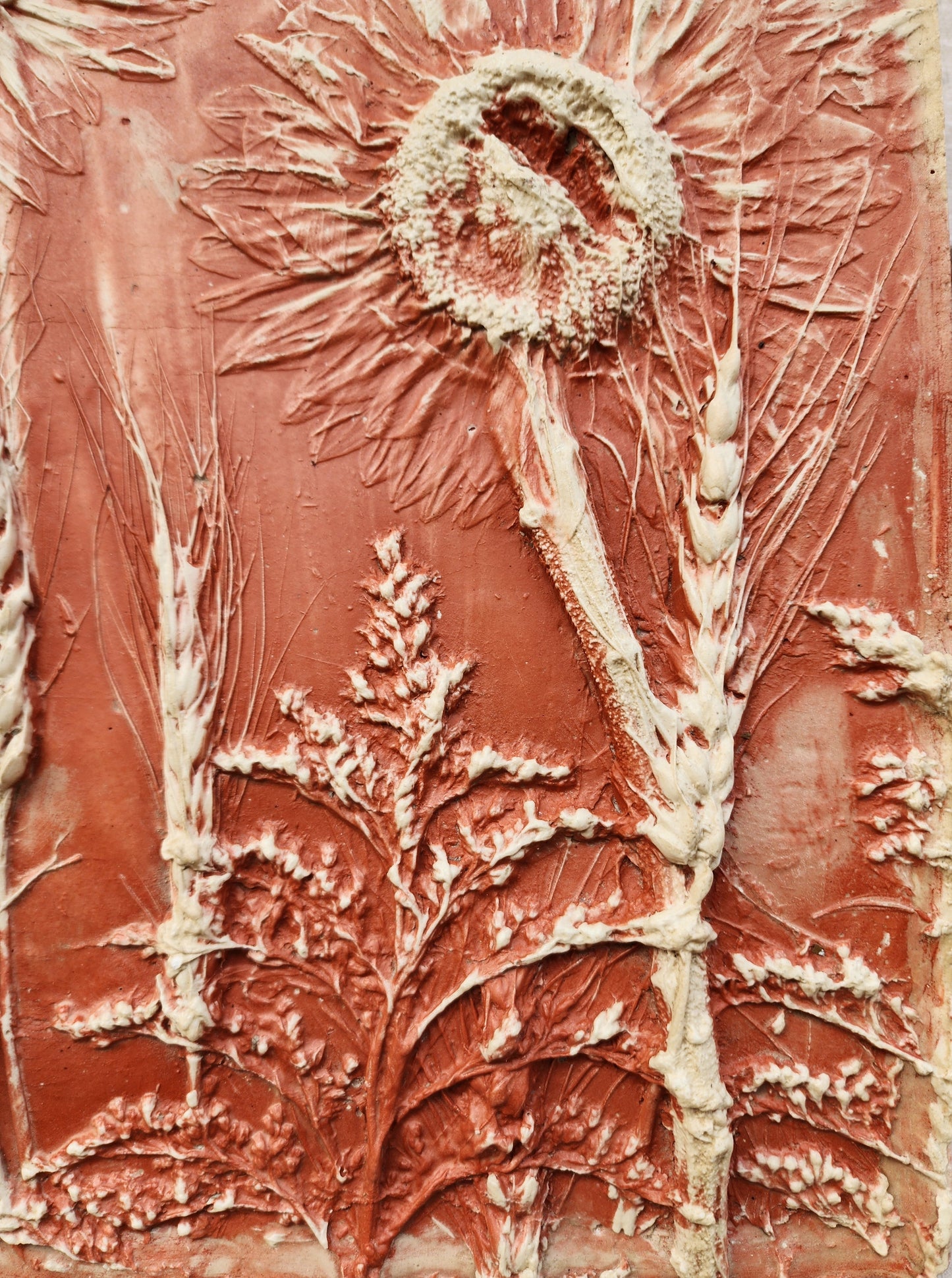 Plaster Botanical Bas Relief Artwork