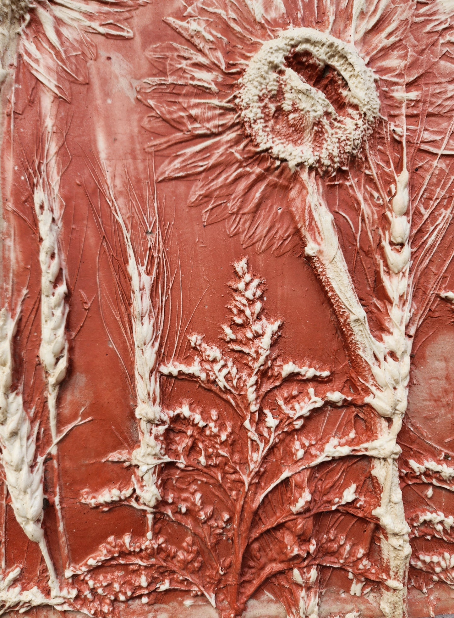 Plaster Botanical Bas Relief Artwork