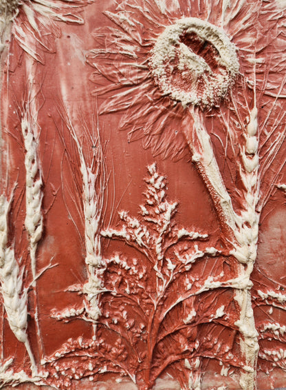 Plaster Botanical Bas Relief Artwork