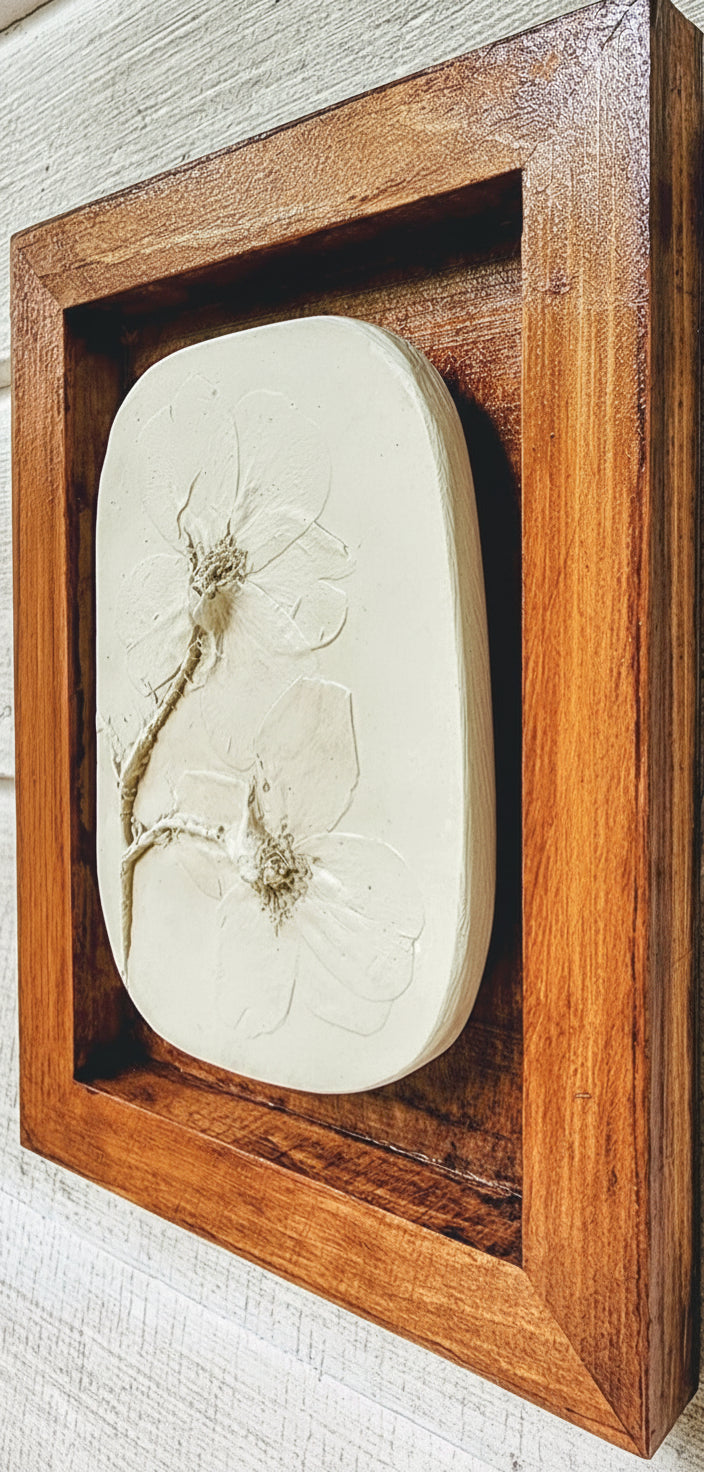 Plaster Botanical Bas Relief Artwork