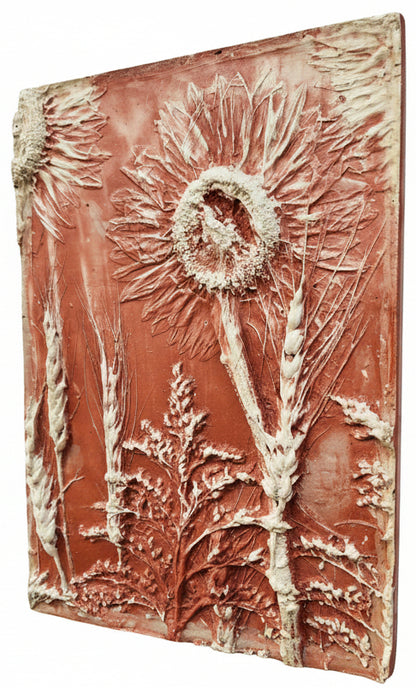 Plaster Botanical Bas Relief Artwork