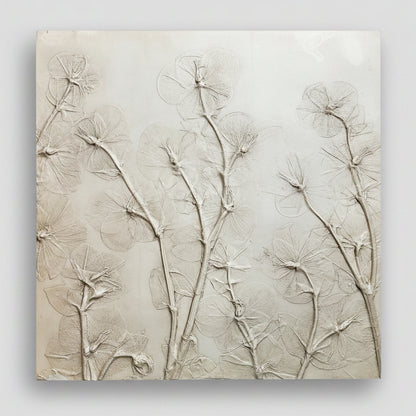 Hellebore Bas Relief Plaster Wall Art – Natural Plaster, 15×15" (2 of 2)
