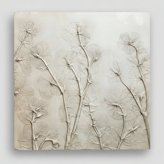 Plaster Botanical Bas Relief Artwork