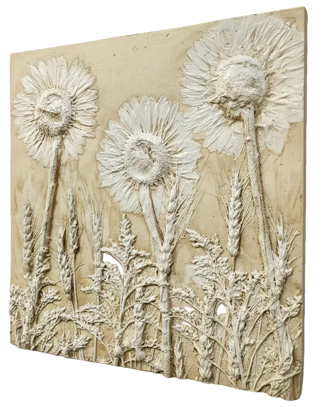 Plaster Botanical Bas Relief Artwork