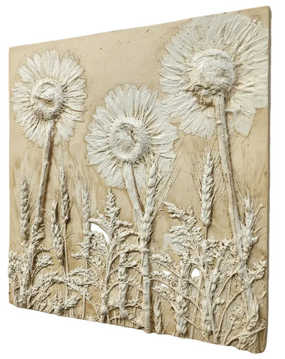 Plaster Botanical Bas Relief Artwork