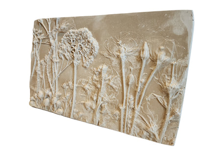 Plaster Botanical Bas Relief Artwork