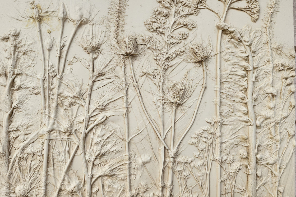 Plaster Botanical Bas Relief Artwork