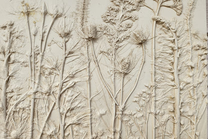 Plaster Botanical Bas Relief Artwork