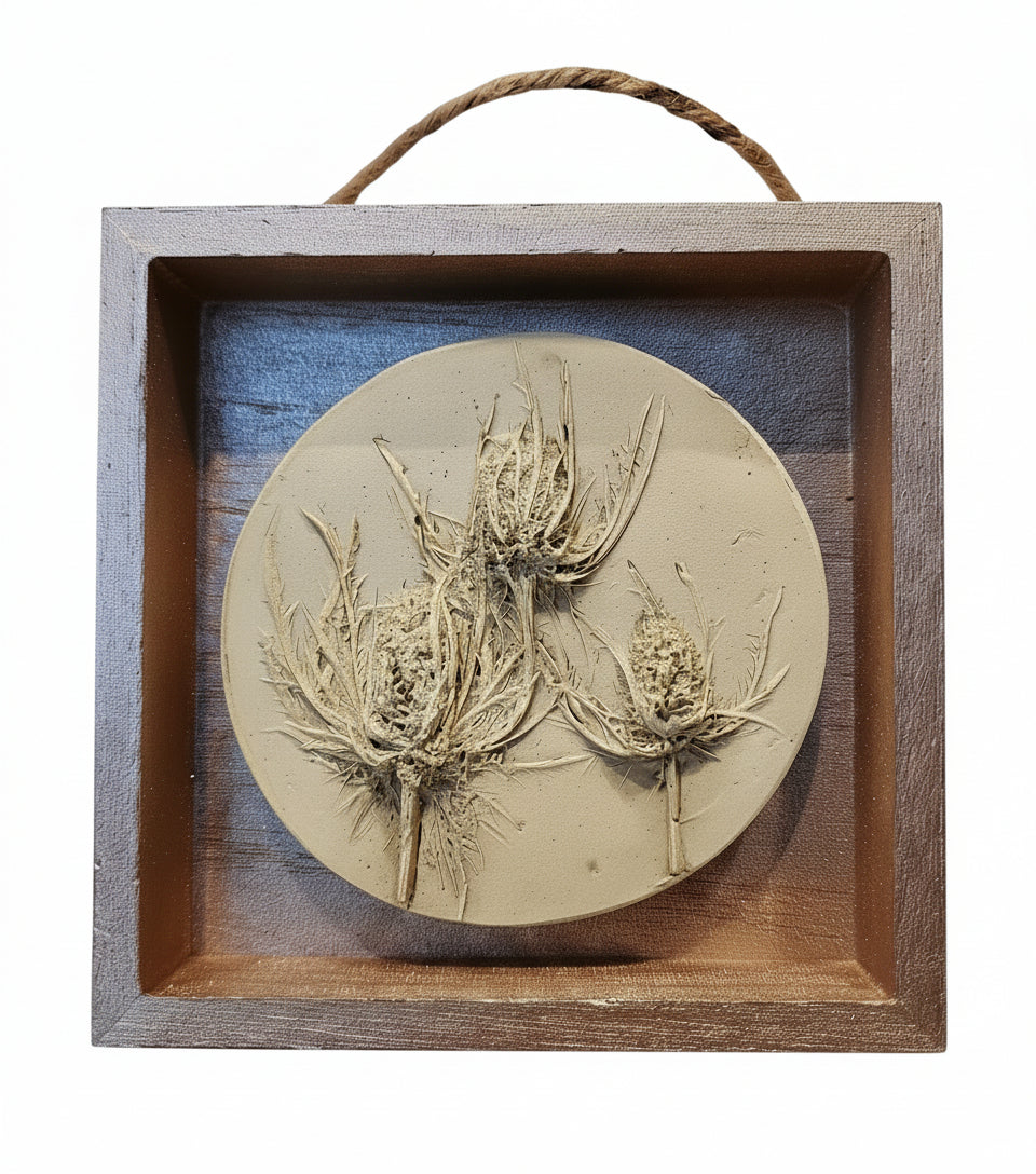 Plaster Botanical Bas Relief Artwork
