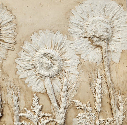 Plaster Botanical Bas Relief Artwork