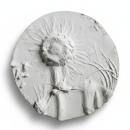 Concrete Botanical Bas Relief Artwork