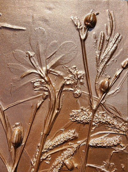 Plaster Botanical Bas Relief Artwork