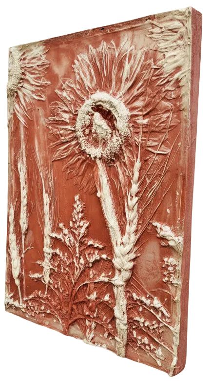 Plaster Botanical Bas Relief Artwork