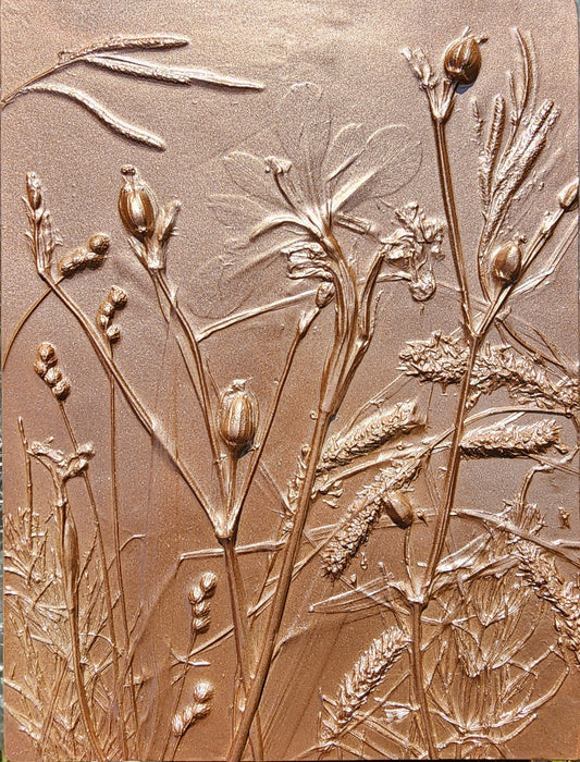 Plaster Botanical Bas Relief Artwork