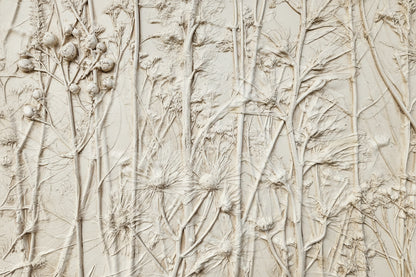 Plaster Botanical Bas Relief Artwork