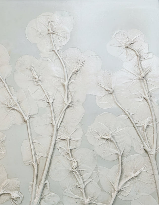 Plaster Botanical Bas Relief Artwork