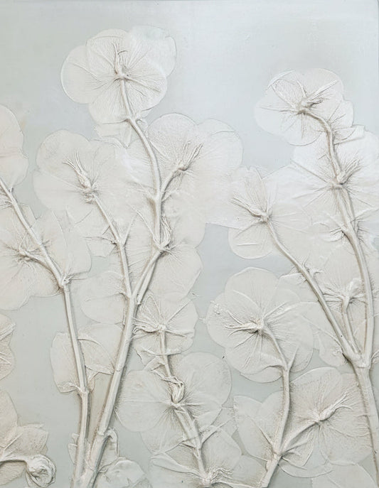 Plaster Botanical Bas Relief Artwork