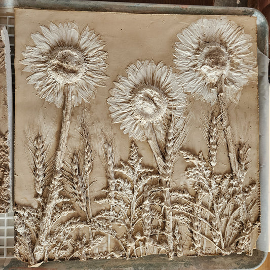 Plaster Botanical Bas Relief Artwork