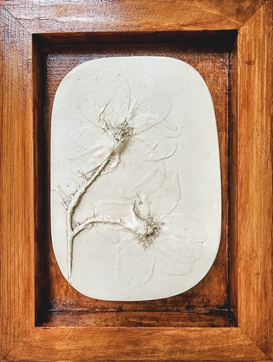 Plaster Botanical Bas Relief Artwork