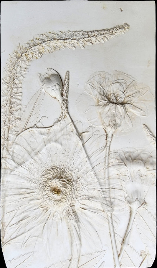 Plaster Botanical Bas Relief Artwork