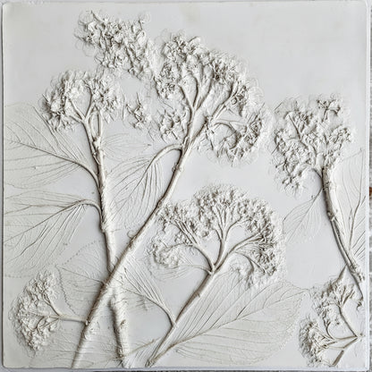 Plaster Botanical Bas Relief Artwork