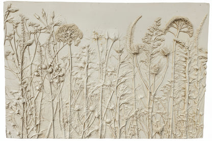 Plaster Botanical Bas Relief Artwork