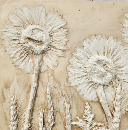 Plaster Botanical Bas Relief Artwork