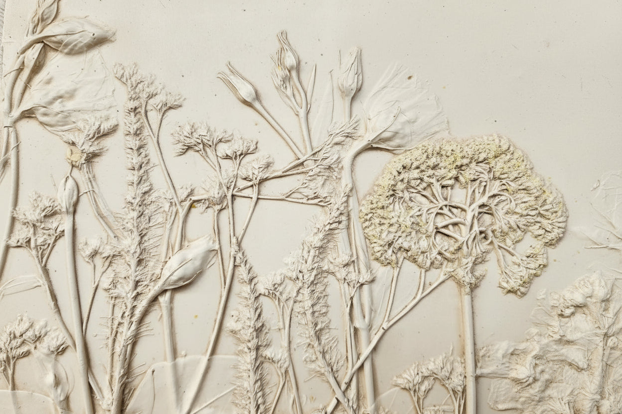 Plaster Botanical Bas Relief Artwork