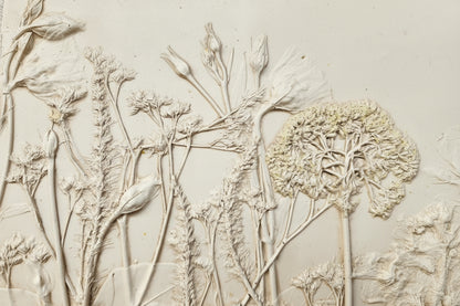Plaster Botanical Bas Relief Artwork
