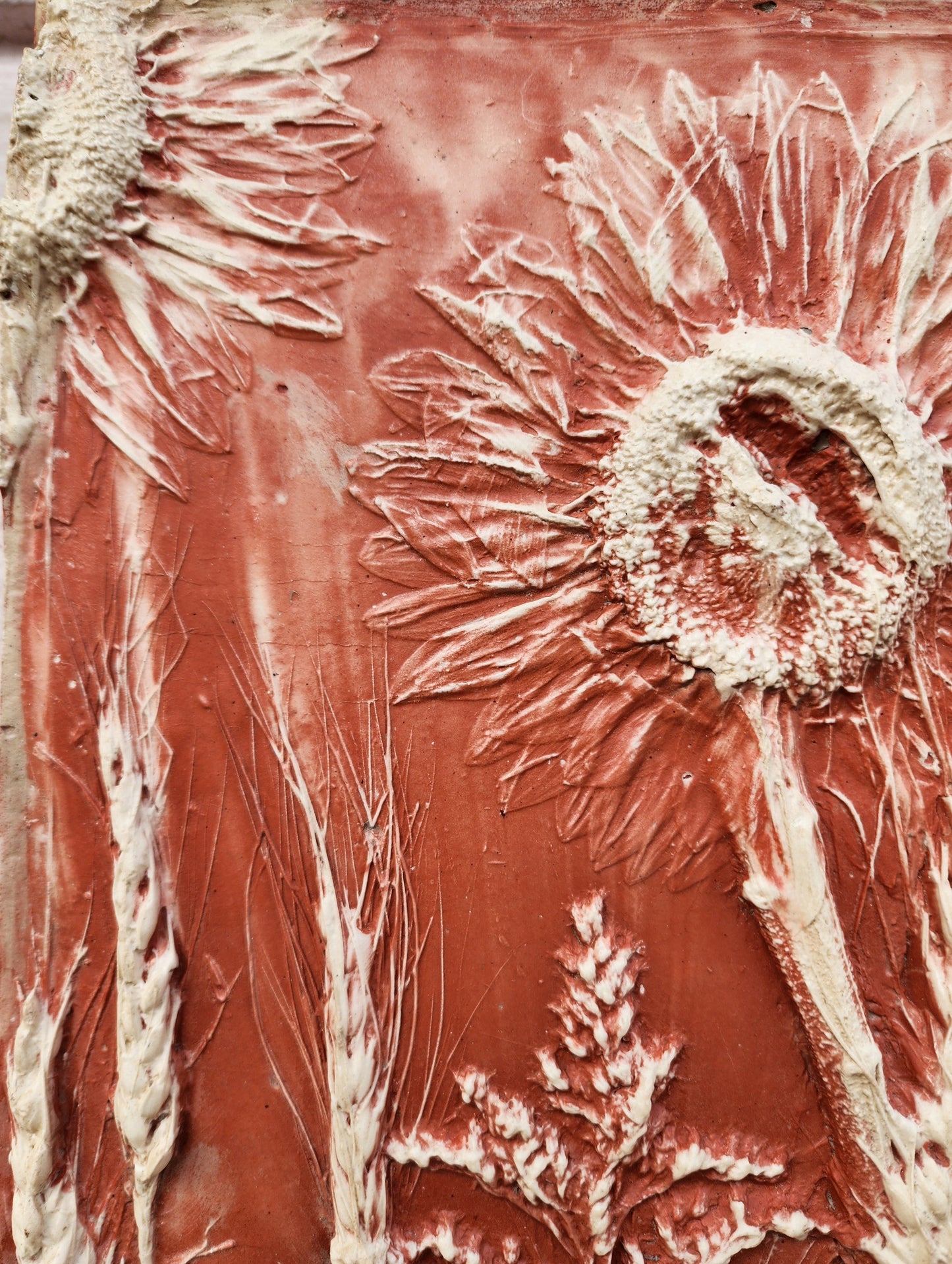 Plaster Botanical Bas Relief Artwork