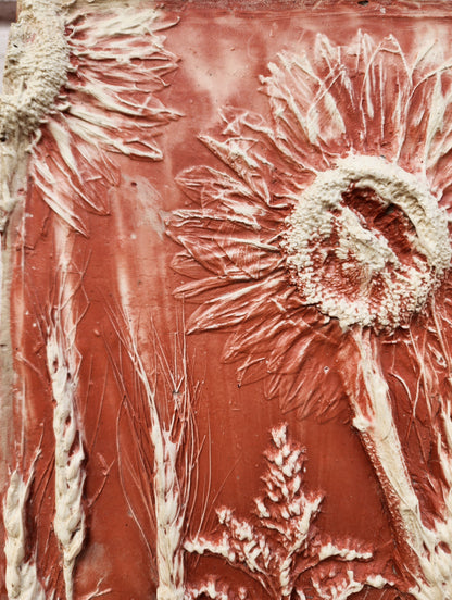 Plaster Botanical Bas Relief Artwork