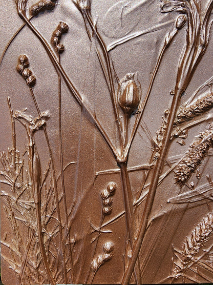 Plaster Botanical Bas Relief Artwork