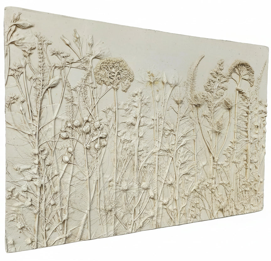Plaster Botanical Bas Relief Artwork