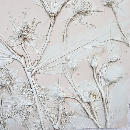 Plaster Botanical Bas Relief Artwork - Lily Dark