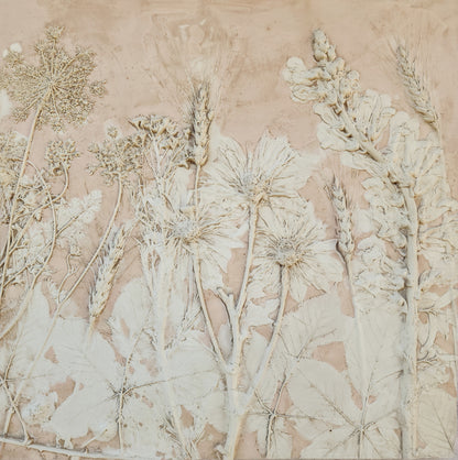 Plaster Botanical Bas Relief Artwork - Oat Light